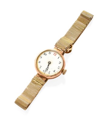Lot 228 - A Lady's 9 Carat Gold Enamel Dial Wristwatch,...