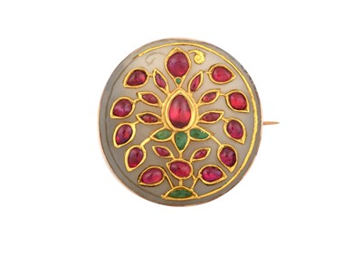 Lot 2097 - An Indian Multi-Gem Set Brooch the round...