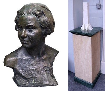 Lot 1274 - Bronze Bust of Elizabeth II on a Plinth Stand,...