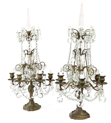 Lot 1300 - A Pair of French Gilt Metal and Glass...