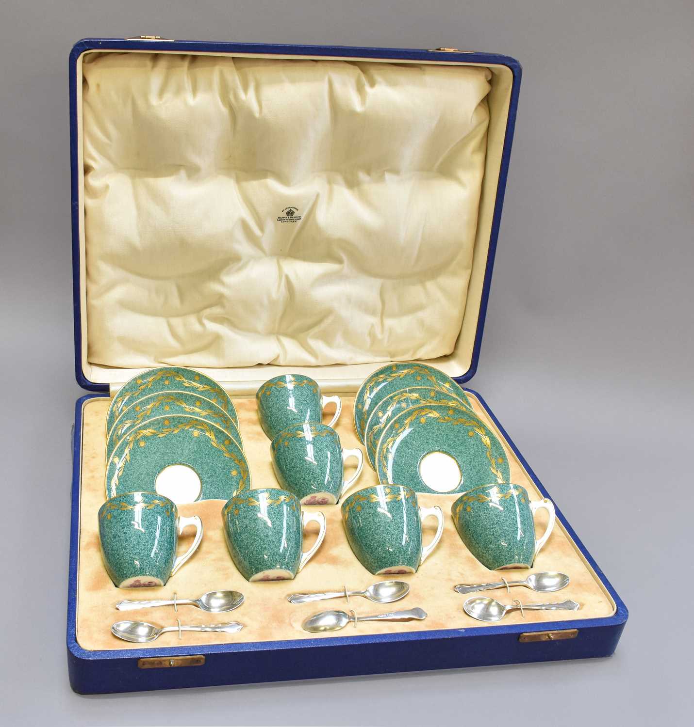 Lot 180 - A Cased Royal Worcester Six Place Coffee Set,...
