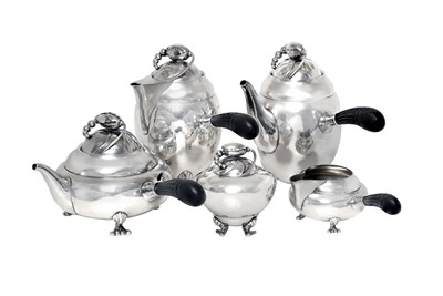 Lot 2246 - A Five-Piece Danish Silver Tea and Coffee-Service