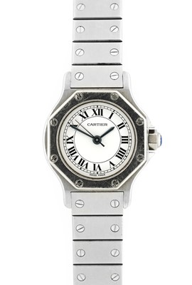 Lot 2126 - Cartier: A Lady's Stainless Steel Automatic...
