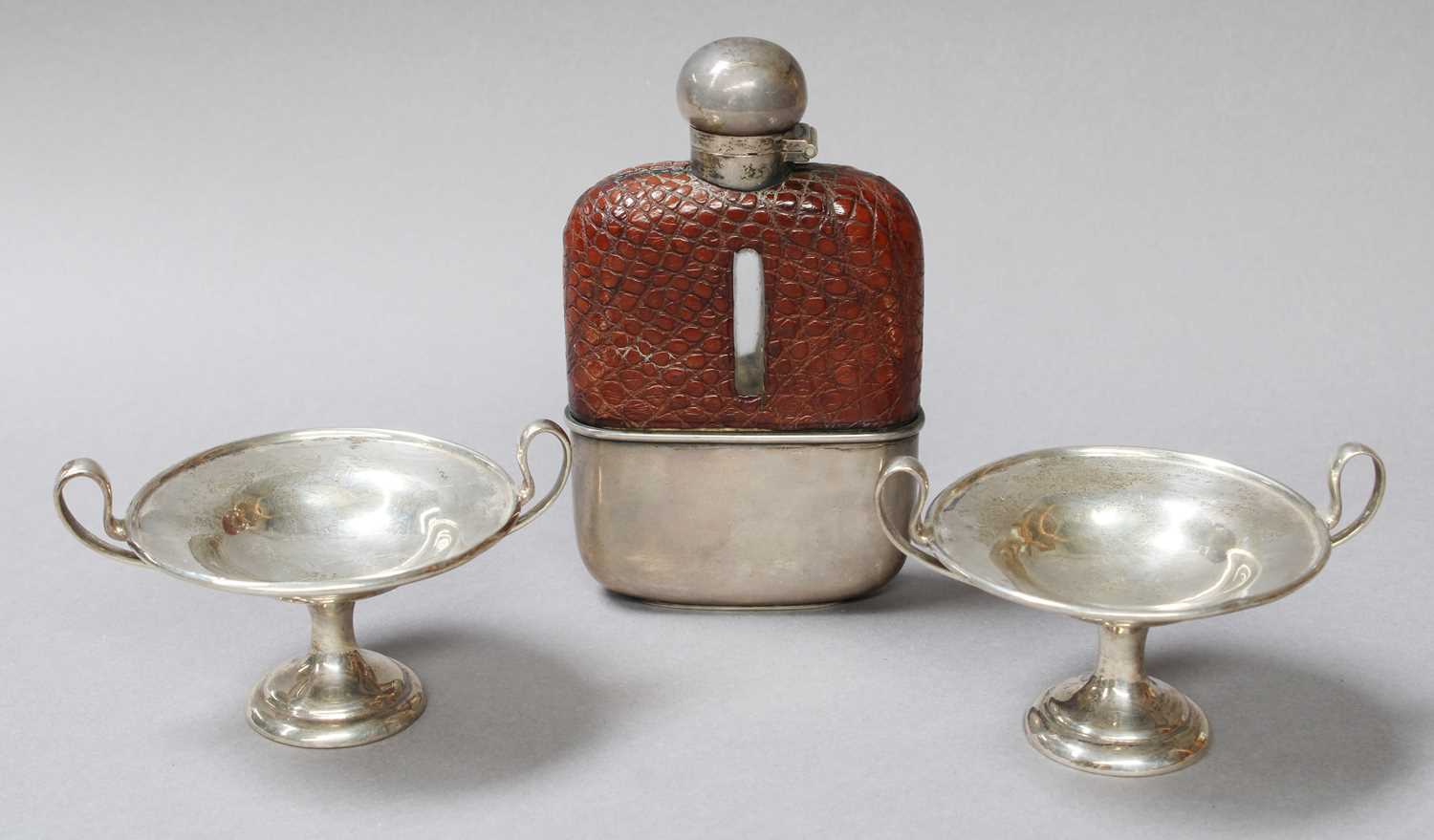 Lot 10 - A Victorian Silver and Leather Mounted Glass...