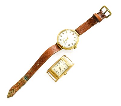 Lot 99 - An 18 Carat Gold Enamel Dial Wristwatch and a...