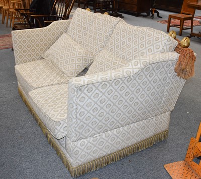 Lot 1207 - A Knoll Style Two Seat Sofa, with gilt finials,...