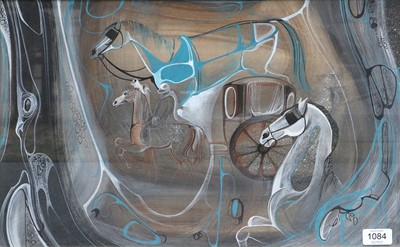 Lot 1068 - (20th century) Abstract with horses...