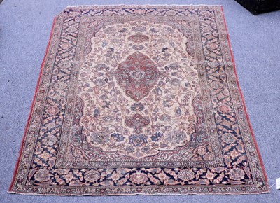 Lot 1181 - An Isfahan Rug, the cream field of palmettes...