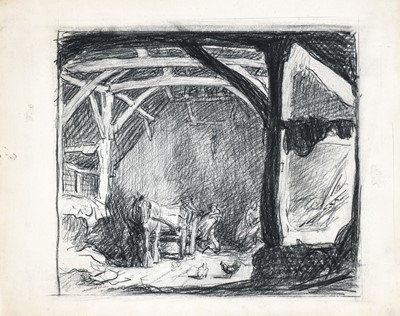 Lot 295 - George Soper RI (1870-1942) "In the Barn"...