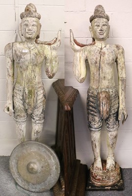 Lot 1117 - Two Large Carved South East Asian Statues,...