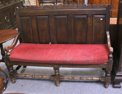 Lot 1264 - An 18th Century Oak Five Panel Settle, 166cm...