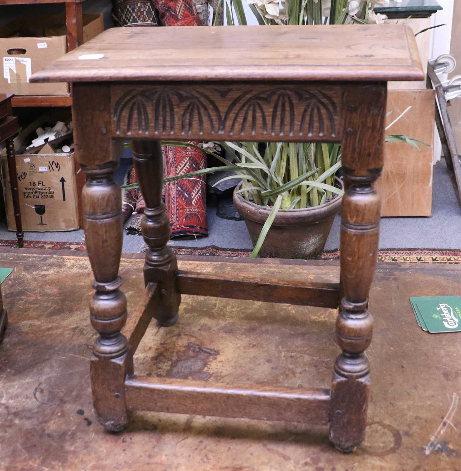 Lot 1265 - An 18th Century Style Oak Joint Stool, 47cm by...