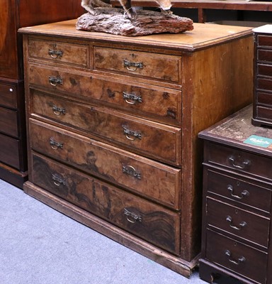 Lot 1267 - A Late Victorian Pine and Walnut Chest of...