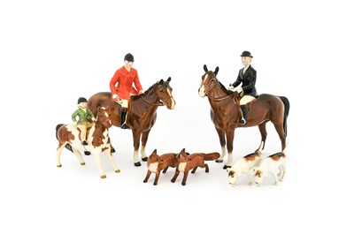 Lot 120 - Beswick Hunting Group Comprising: Huntswoman,...