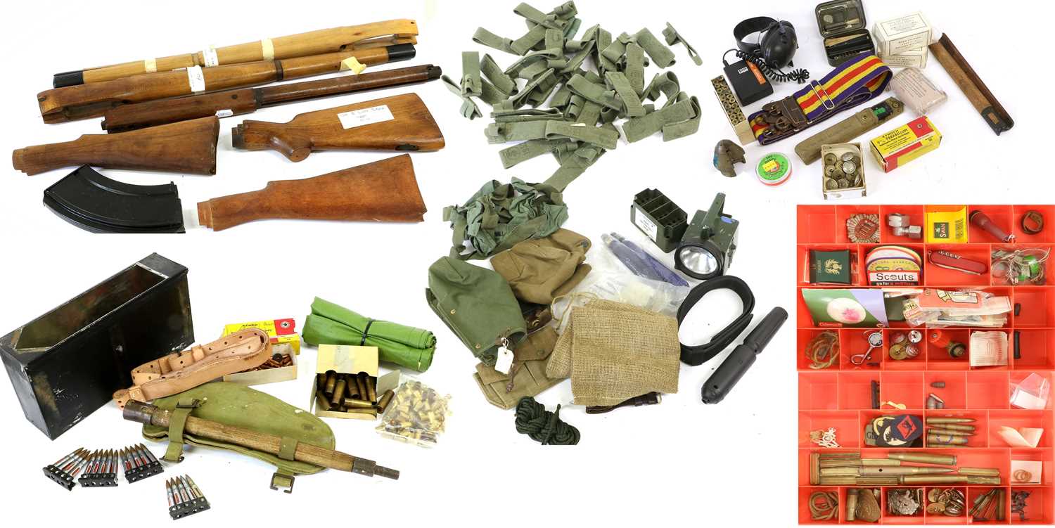 Lot 62 - A Quantity of Militaria, including three wood...