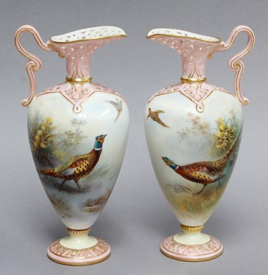Lot 245 - A Pair of Grainger & Co Worcester Ewers, with...