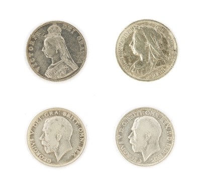 Lot 69 - 4 x Victoria and George V Silver Coins,...