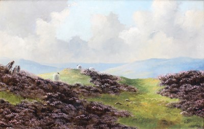 Lot 1047 - Lewis Creighton (1918-1996) Moorland landscape...