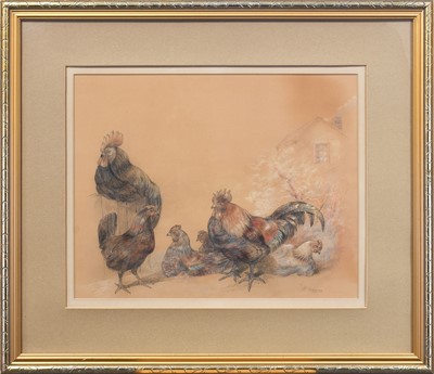 Lot 1040 - William Huggins (1820-1884) Study of chickens...