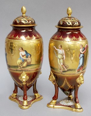 Lot 255 - A Pair of 20th Century Vienna Style Porcelain...