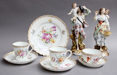 Lot 161 - After Meissen, a Pair of Volkstedt Rural...