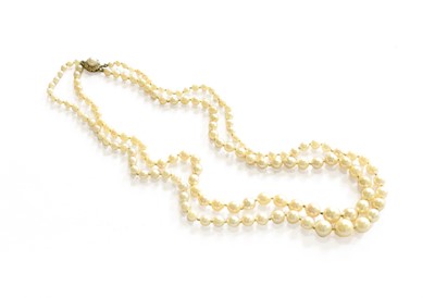 Lot 97 - A Double Row Cultured Pearl Necklace, with a...