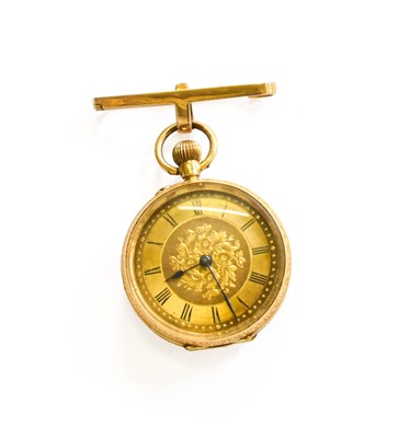 Lot 119 - A Lady's Fob Watch, with case stamped 18k