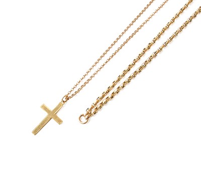 Lot 113 - A 9 Carat Gold Cross Pendant on Chain, pendant...