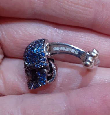 Lot 2012 - A Pair of 18 Carat Gold Blue Stone and Diamond...