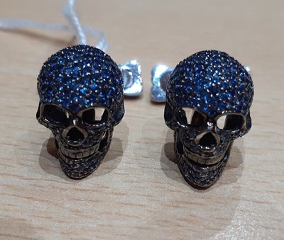 Lot 2012 - A Pair of 18 Carat Gold Blue Stone and Diamond...