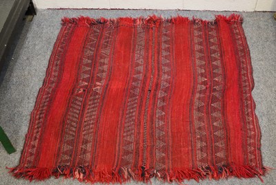 Lot 1001 - A Bergama Rug, the indigo field with central...