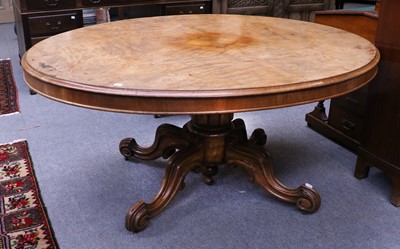 Lot 1230 - A Victorian Walnut Oval Loo Table, 150cm by...