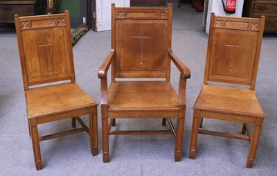 Lot 1237 - A Gothic Revival Light Oak Armchair, and a...