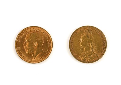 Lot 150 - 2 x Gold Sovereigns, comprising: Victoria 1891,...