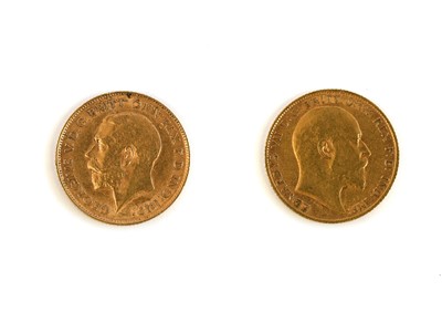 Lot 166 - 2 x Half Sovereigns, comprising: Edward VII...