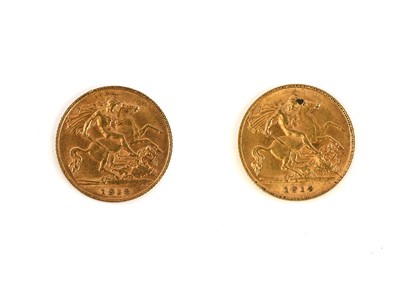 Lot 181 - 2 x George V, Half Sovereigns 1913 & 1914, obv....