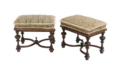 Lot 883 - A Pair of Queen Anne-Style Oak Dressing Stools,...