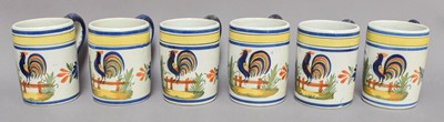 Lot 224 - A Set of Six Quimper Faience Mugs, each...