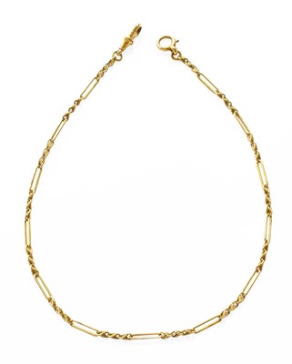 Lot 258 - An 18 Carat Gold Fancy Link Watch Chain