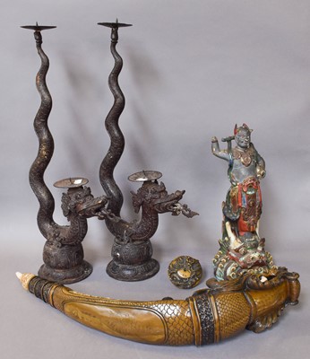Lot 238 - A Pair of South East Asian Bronze Twin Light...
