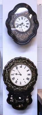 Lot 1219 - Two Victorian Striking Wall Clocks, inlaid...