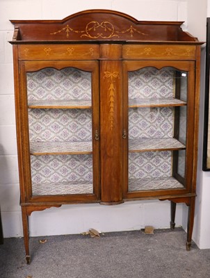 Lot 1284 - An Edwardian Inlaid Mahogany Glazed Display...