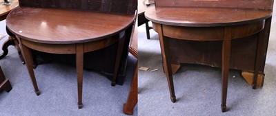 Lot 1261 - A Pair of George III Mahogany D End Tables,...