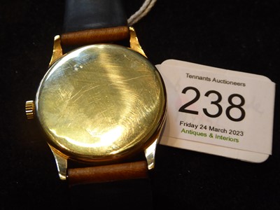 Lot 238 - A 9 Carat Gold Omega Wristwatch, 1941, case...