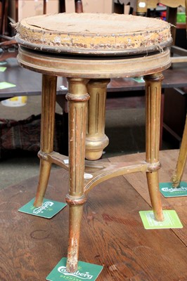 Lot 1171 - A Gilt Circular Adjustable Piano Stool (a/f)