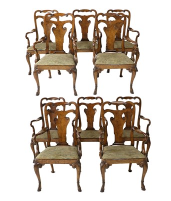 Lot 231 - A Set of Ten George I-Style Walnut Armchairs,...