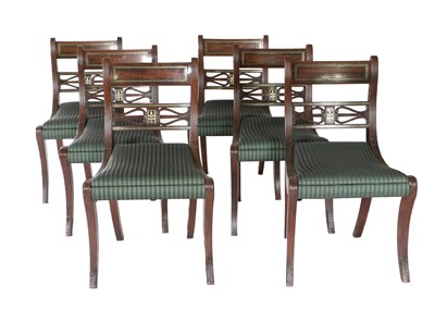 Lot 246 - A Set of Six Regency Mahogany, Ebony and Brass-...