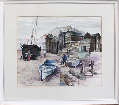 Lot 1020 - Walter F Parker (1914-2010) "Net Huts,...