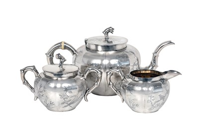 Lot 2252 - A Three Piece Chinese Export Silver Tea-Service