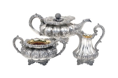 Lot 2264 - A Three-Piece William IV Silver Tea-Service